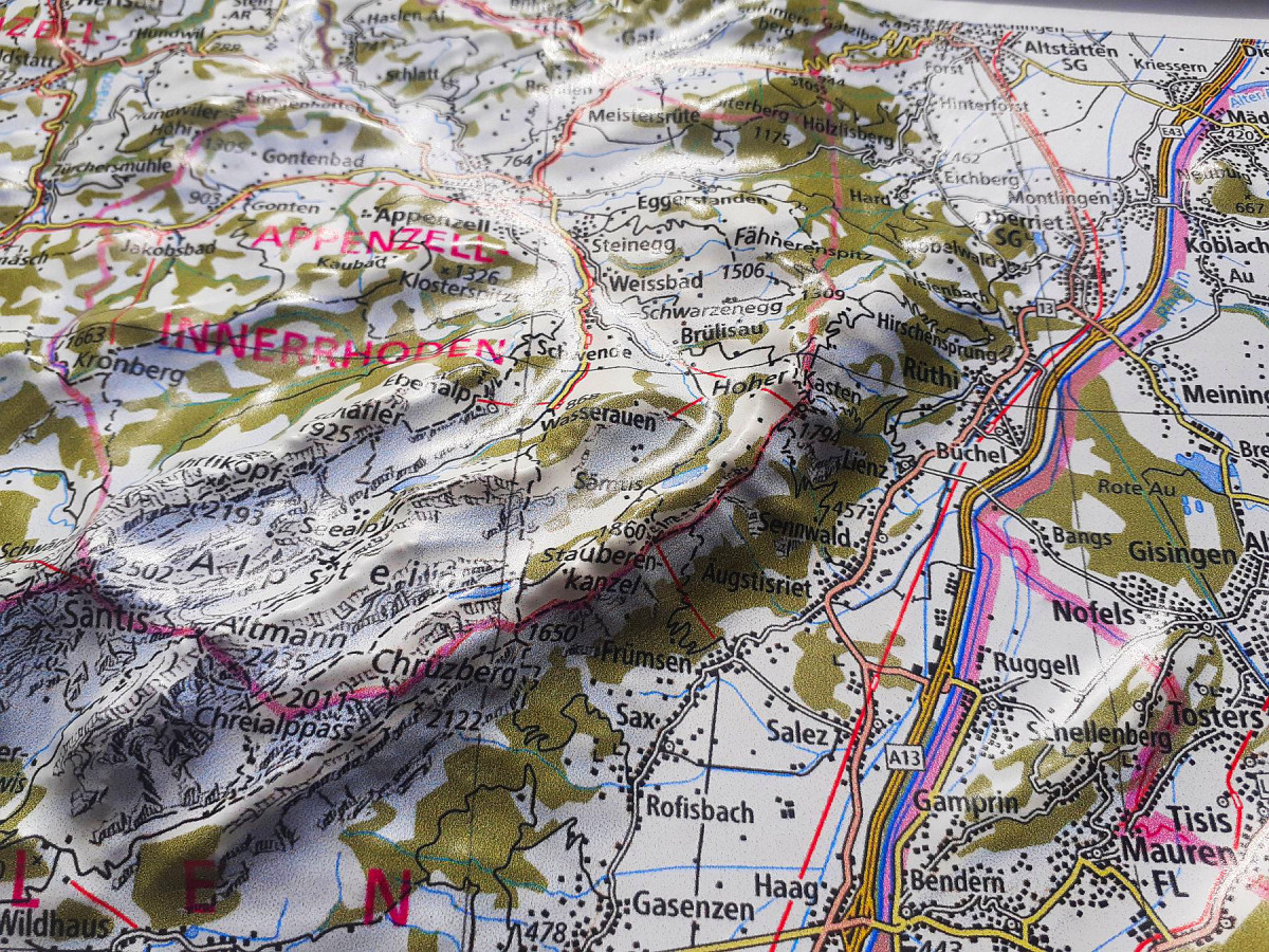 Raised Relief map Lake Zurich Alpstein