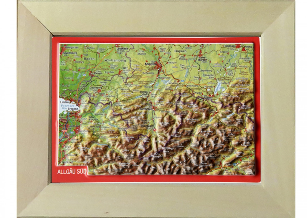 Relief postcard Allgäu South - Kopie