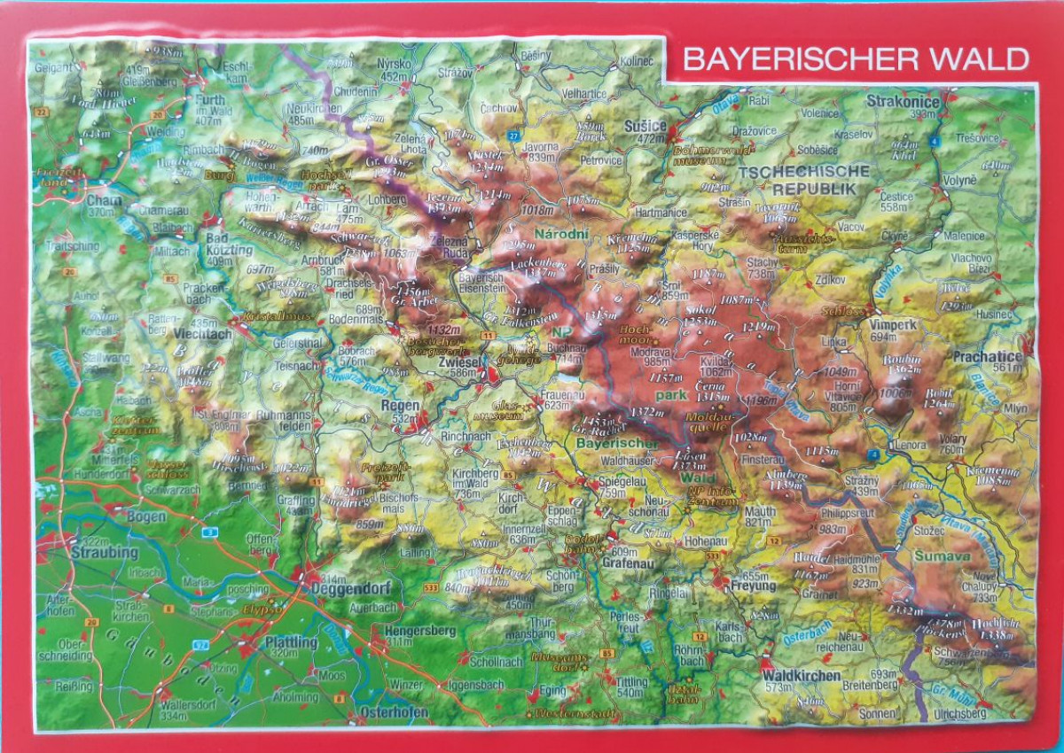 Raised relief postcard Bavarian Forest