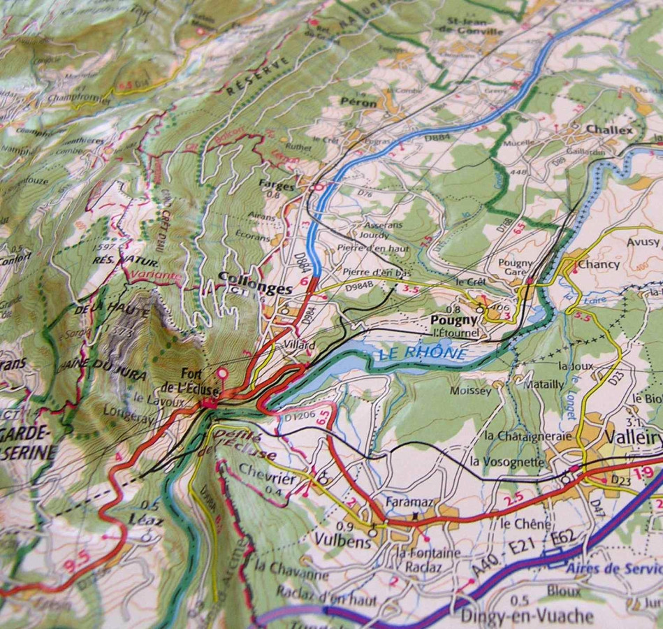 Raised relief map Lake Geneva and Jura