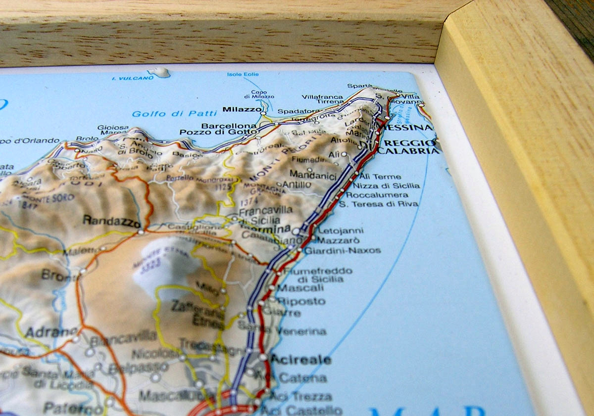 Raised relief map Sicily A4