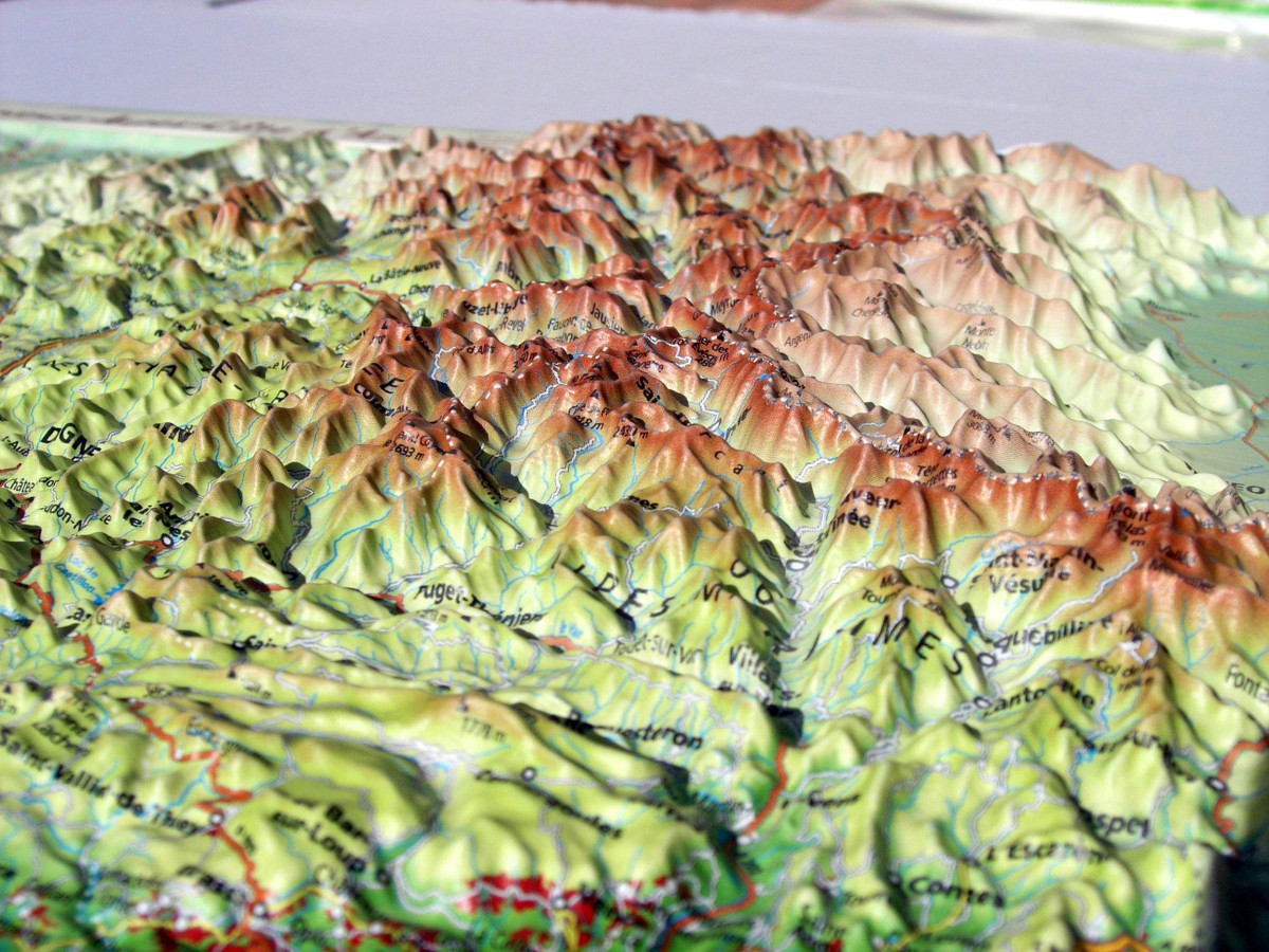 Raised Relief Map Provence-Alpes