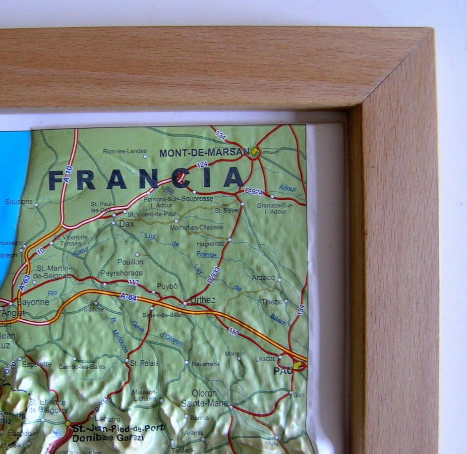 Raised relief map Camino de Santiago