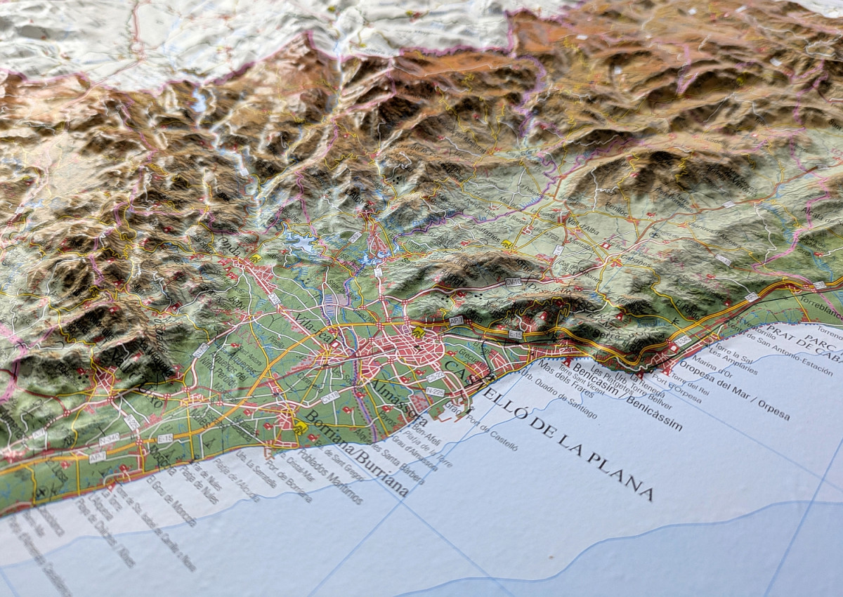 Relief map of Castello Valencia
