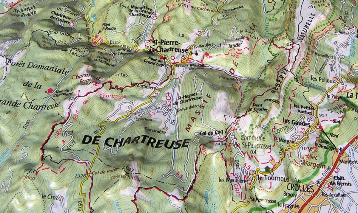 Raised relief map Chartreuse and Vercors