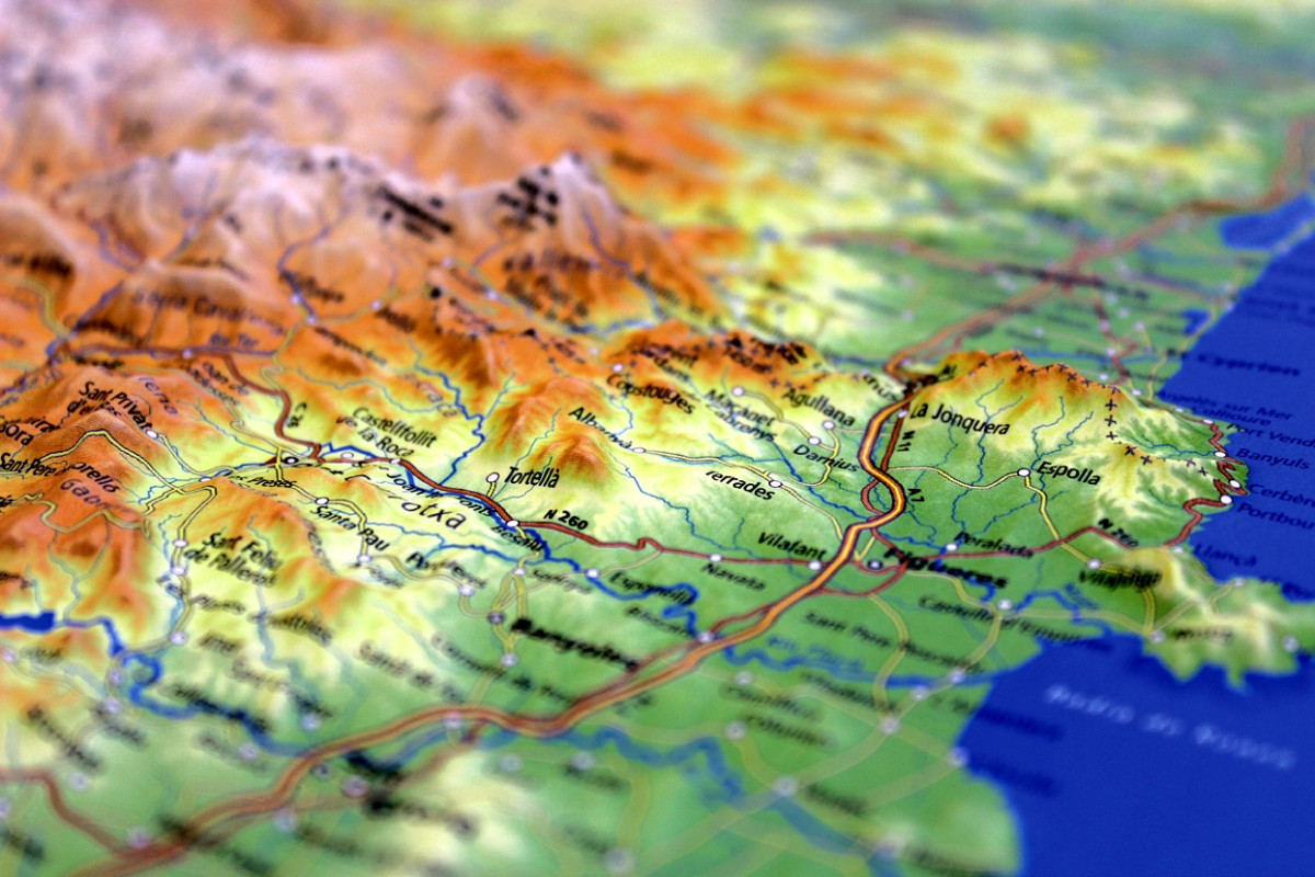 Raised relief map Pyrenees