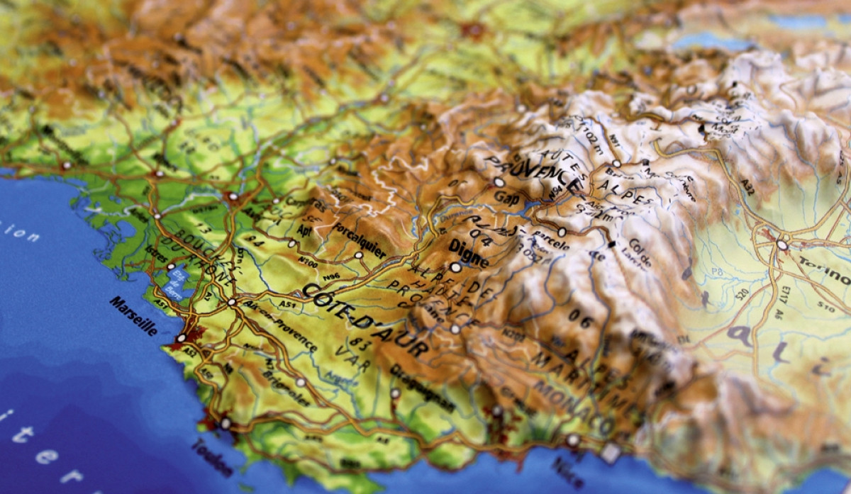 Raised relief map France