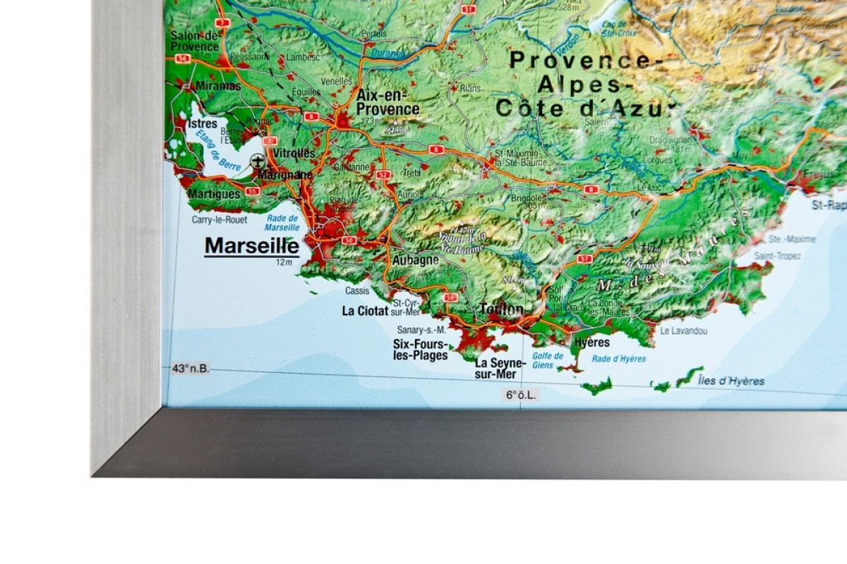 3D Raised relief map Alpine, 1:1.200.000
