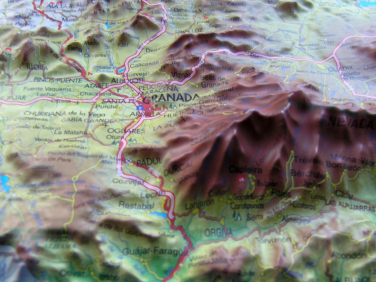 Raised relief map Granada