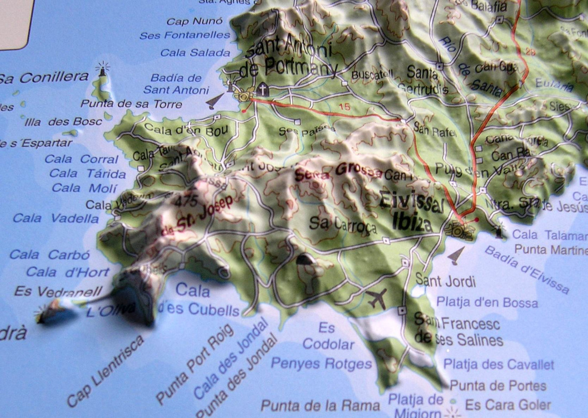 Raised relief map Ibiza