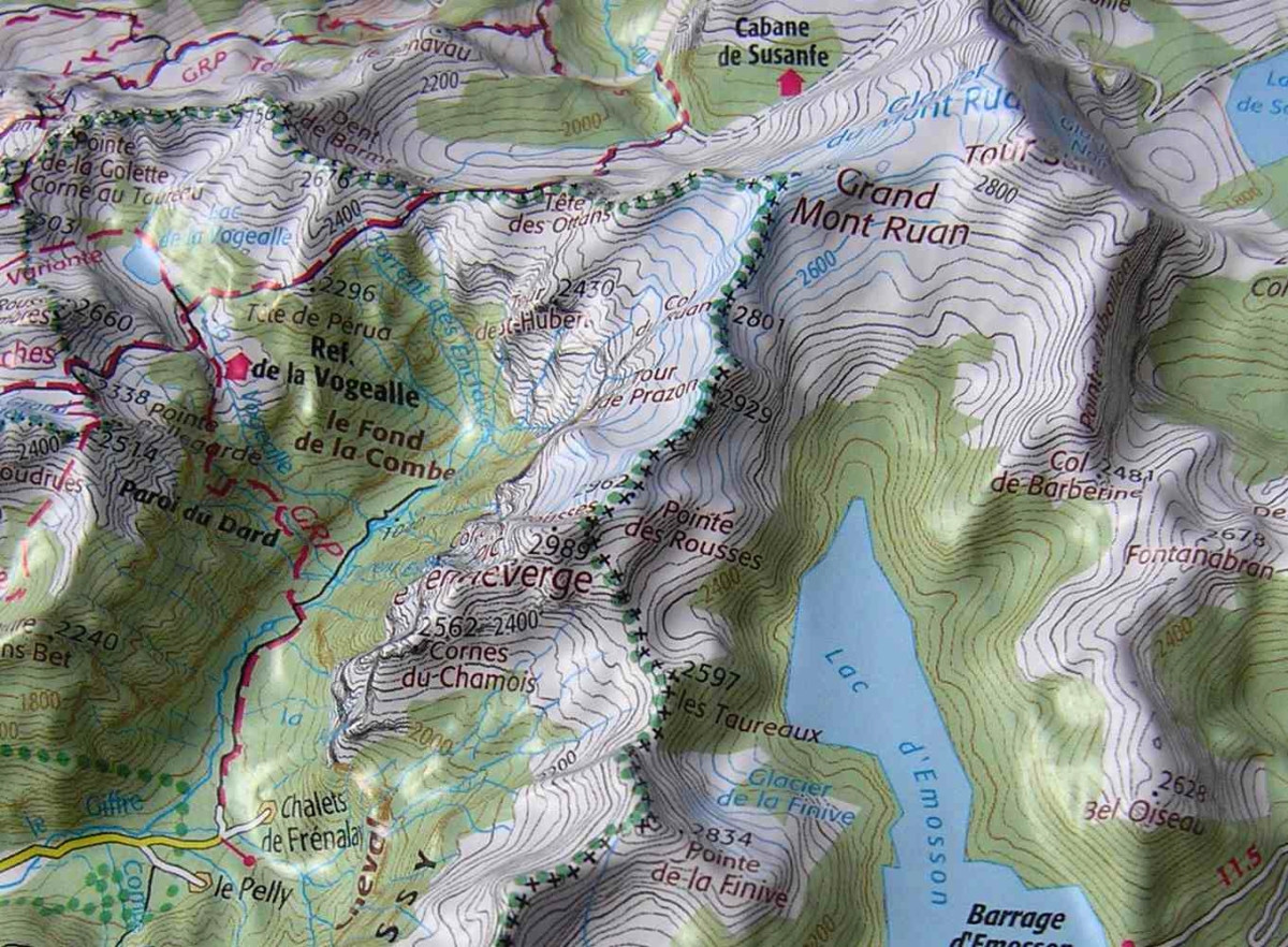 Raised relief map Lake Geneva and Jura