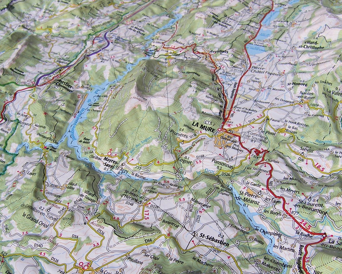 Raised relief map Chartreuse and Vercors