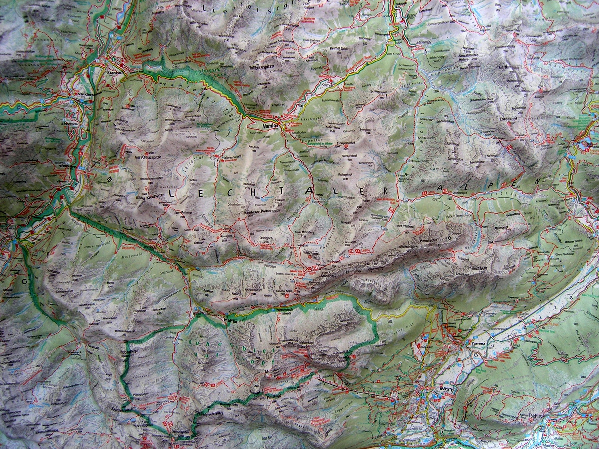 Raised relief map Bregenz-Zugspitze 1:50.000