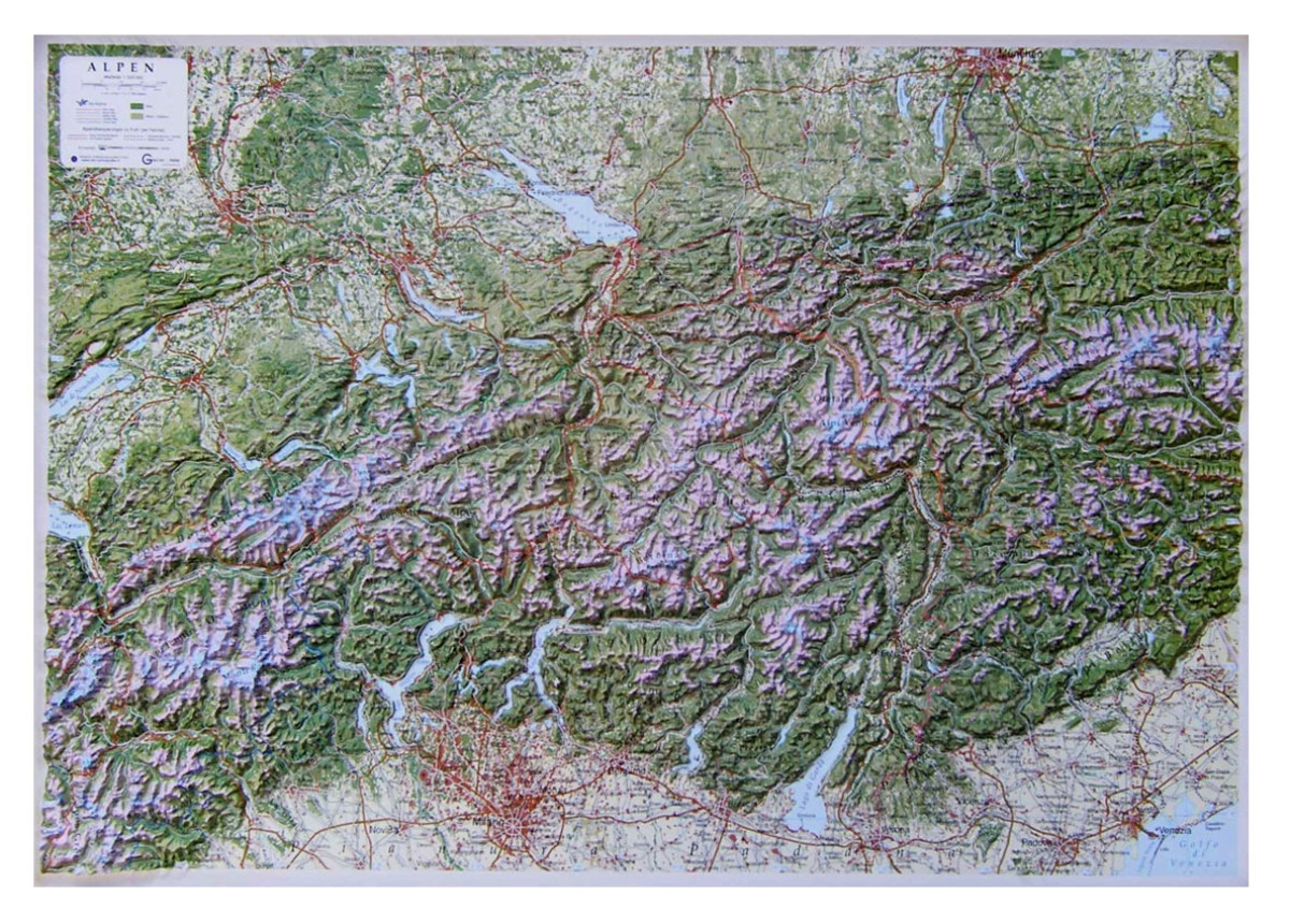 Raised relief maps The Alps 1:500.000, Central and West