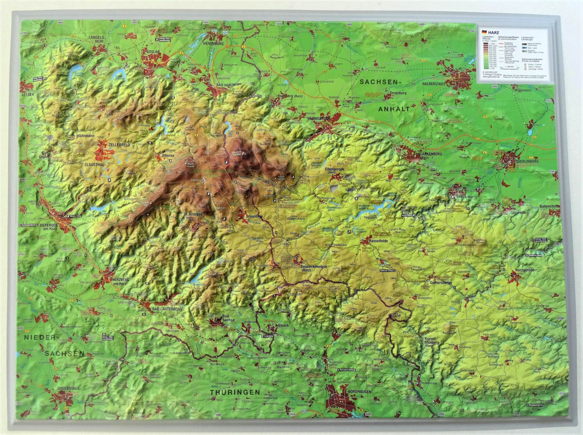 Raised relief map Harz, small