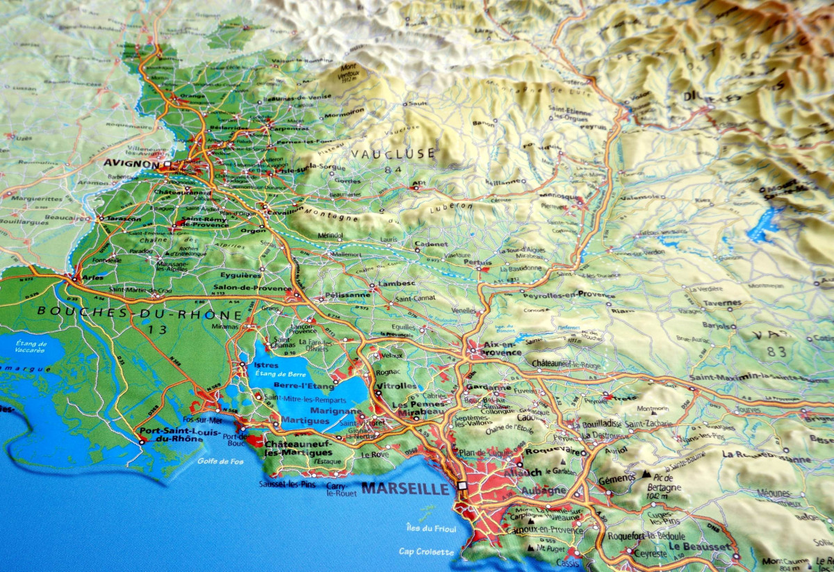Raised Relief Map Provence-Alpes