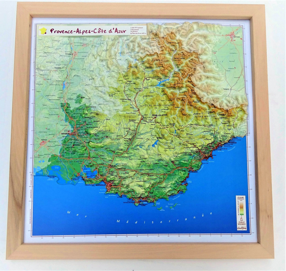 Raised Relief Map Provence-Alpes