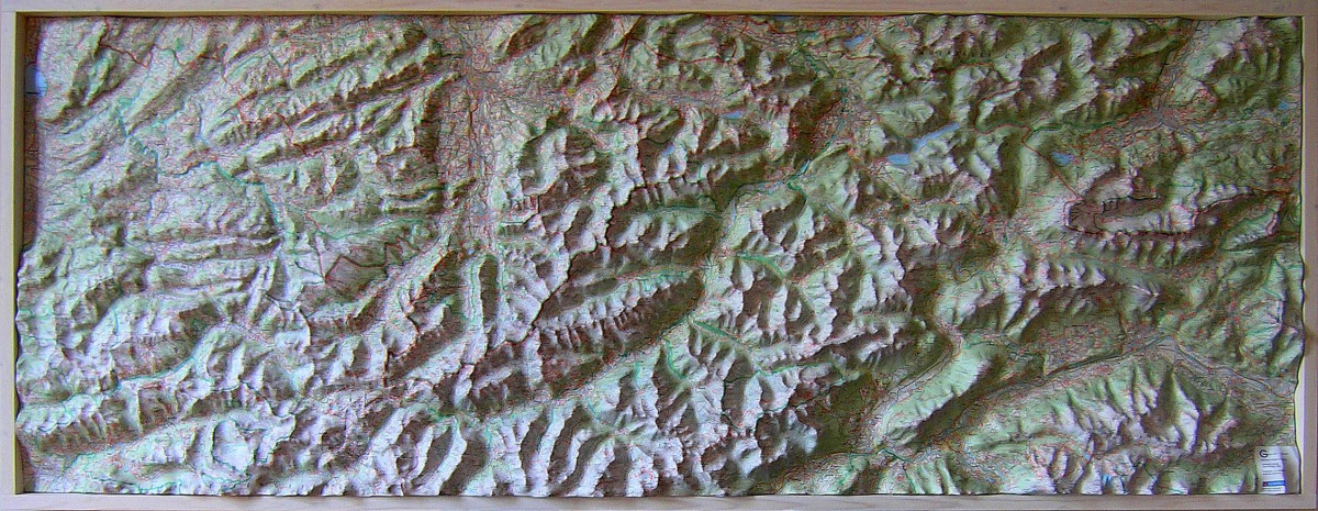 Raised relief map Bregenz-Zugspitze 1:50.000