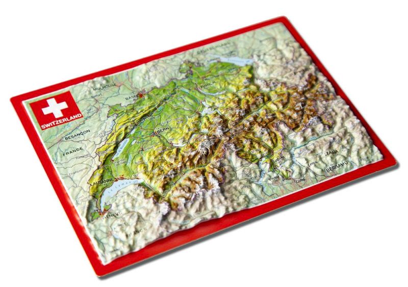 Relief-Postkarte Bodensee Region Grenzgebiet Deutschland Schweiz AK ungelaufen 