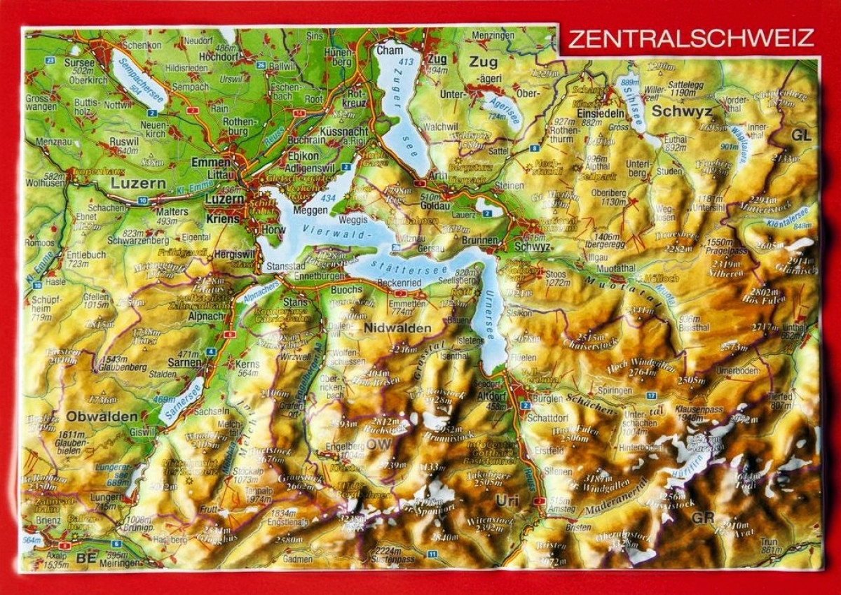 Reliefpostkarte_Zentralschweiz