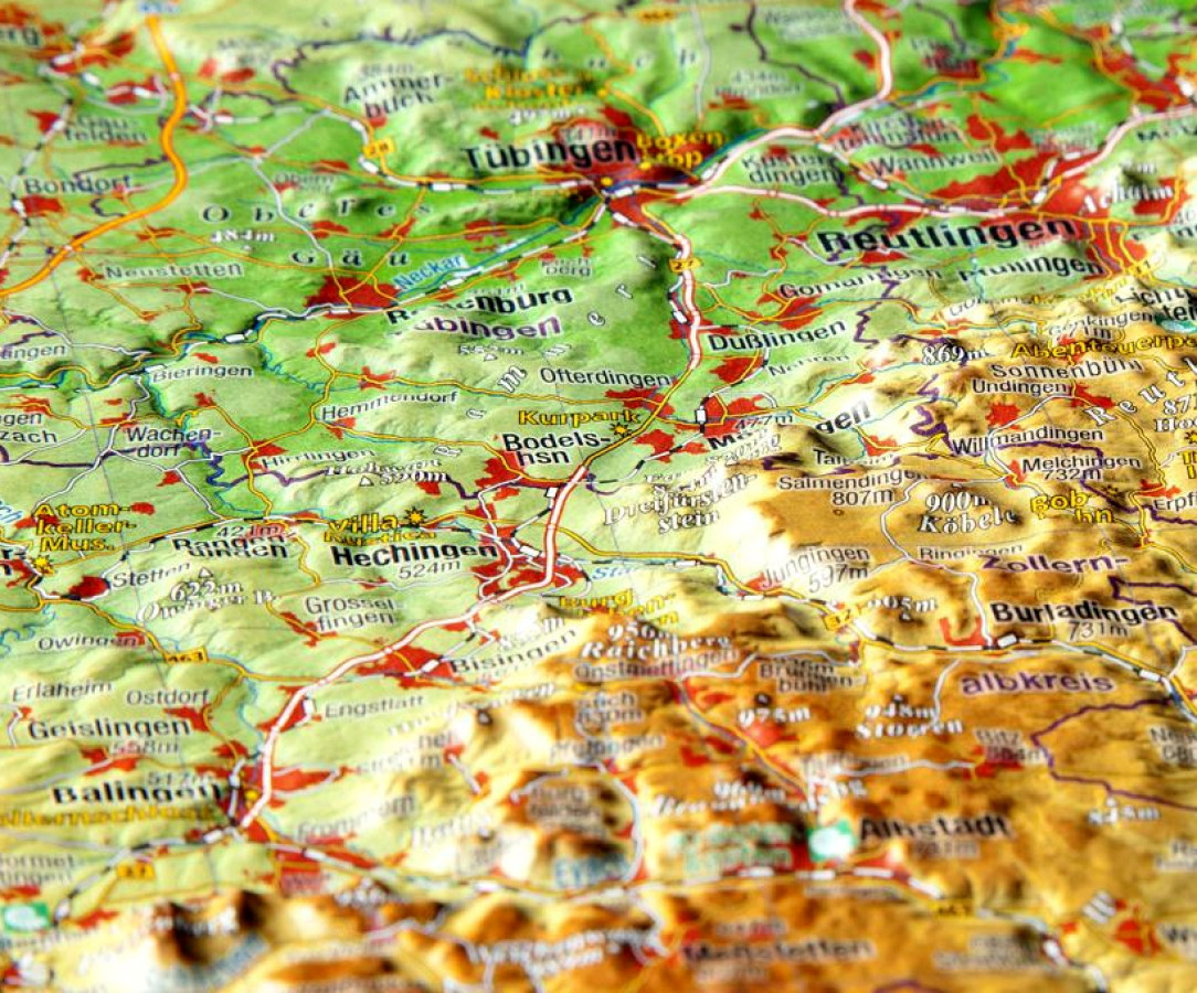 Raised relief map Swabian Alb