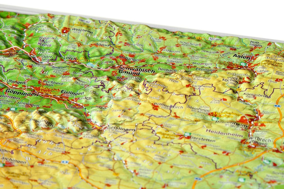 Raised relief map Swabian Alb