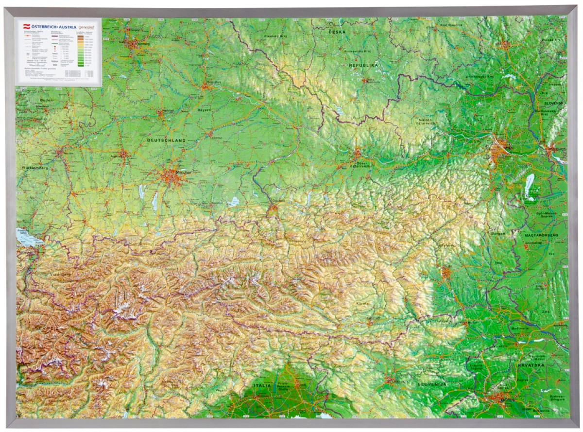 Raised relief map Austria