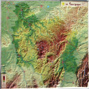 Raised Relief Map Burgundy