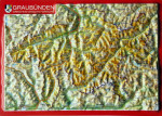 Carte postale en relief des Grisons avec cadre